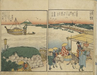 Kuvitettu kirja näkymistä Sumida-joen molemmilta rannoilta tekijältä Katsushika Hokusai