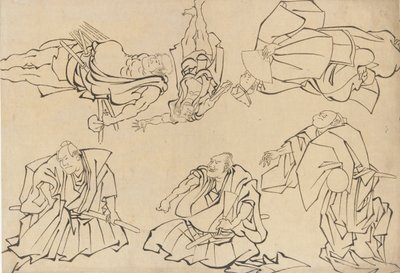Kabuki-näyttelijät, 1700-luvun loppu - 1800-luvun alku. tekijältä Katsushika Hokusai