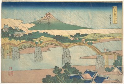 Kintai-silta Suōn maakunnassa (Suō no kuni Kintaibashi), teoksesta ”Erilaisten maakuntien siltojen upeita näkymiä” (Shokoku meikyō kiran) tekijältä Katsushika Hokusai