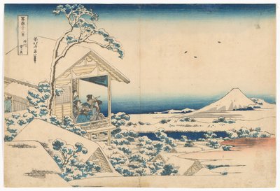 Koishikawa lumisena aamuna, sarjasta ”36 näkymää Fuji-vuorelta” tekijältä Katsushika Hokusai