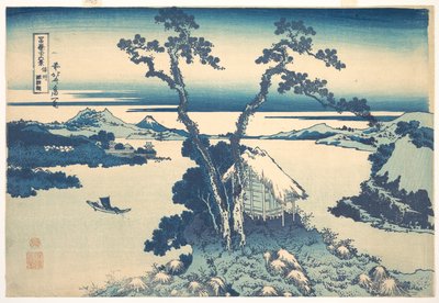 Suwa-järvi Shinano-maakunnassa (Shinshū Suwako), sarjasta ”36 näkymää Fuji-vuorelta” (Fugaku sanjūrokkei) tekijältä Katsushika Hokusai