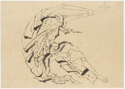 Pitkäkätinen mies venyttelyssä, Edo-kausi, 1800-luku. tekijältä Katsushika Hokusai