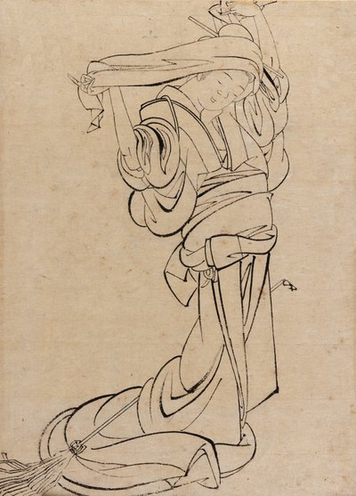 Neito soittamassa samisenia, 1700-luvun loppu - 1800-luvun alku. tekijältä Katsushika Hokusai