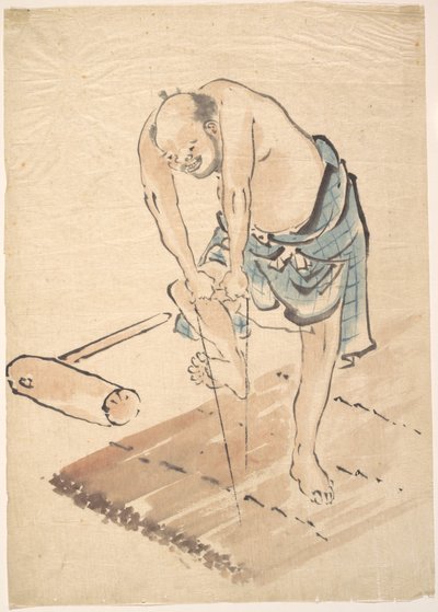 Mies lautalla tekijältä Katsushika Hokusai