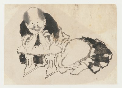 Mies istuu käsinojalla, Edo-kausi, 1800-luku. tekijältä Katsushika Hokusai