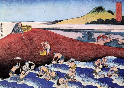 Tuhat näkymää merelle, Japani: kalastajia rannalla. (Tulosta tekijältä Katsushika Hokusai