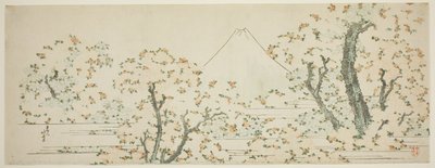 Fuji-vuori ja kirsikkapuita kukkivat tekijältä Katsushika Hokusai