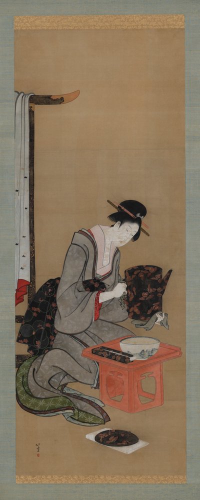 New Year Custom: Meikki uudenvuoden aamuna, Edo-jakso, n. 1806-1811. tekijältä Katsushika Hokusai