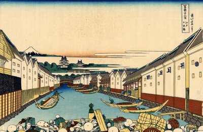 Nihonbashi b Tieteen jäsen Edo, n. 1830 (DBock p Hayashi t) tekijältä Katsushika Hokusai