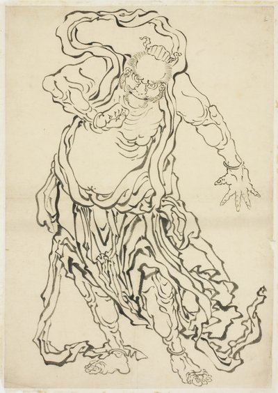 Yksi Nioista (Vartija), n. 1815-1849 (muste paperille) tekijältä Katsushika Hokusai