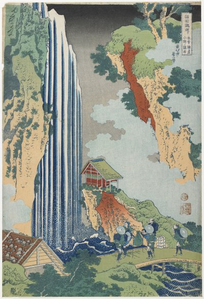 Onon putoukset Kiso Roadilla, n. 1833 tekijältä Katsushika Hokusai