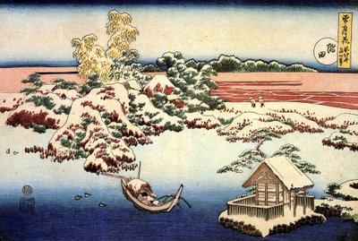 ""Luminen maisema Sumida-joella, Japani"" Print Katsushika Hokusai (1760-1849) (ukiyo-e School) 1832 State A Pushkin Museum of Fine Arts, Moskova tekijältä Katsushika Hokusai