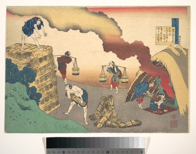 Gon-Chūnagon Sadaien runo, teoksesta ”Sata runoa, joita imettäjä selittää” (Hyakunin isshu uba ga etoki) tekijältä Katsushika Hokusai