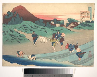 Jitō-keisarinna (Jitō Tenno) kirjoittama runo, teoksesta ”Sata runoa, joita imettäjä selittää” (Hyakunin isshu uba ga etoki) tekijältä Katsushika Hokusai