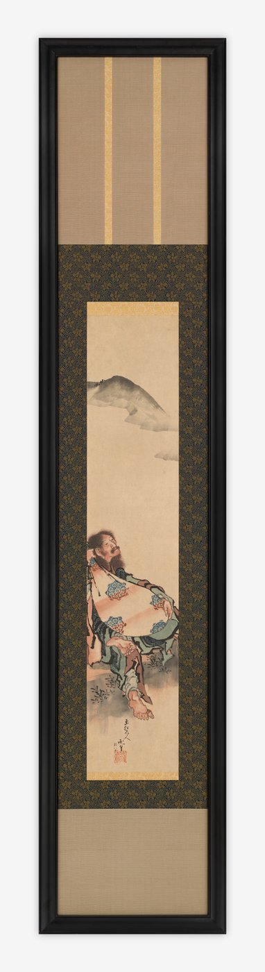 Runoilija Semimaru luuttunsa kanssa pussissa, Edo-kausi, 1839. tekijältä Katsushika Hokusai