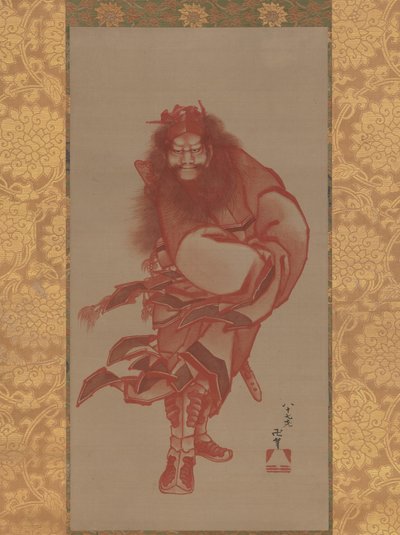 Red Shoki, Demon Queller, päivätty 1847. tekijältä Katsushika Hokusai