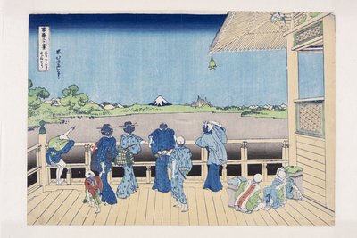Viidensadan arhatin temppelin Sazai-sali (Gohyaku Rakan-ji Sazaid?) (värillinen puupainatus) tekijältä Katsushika Hokusai
