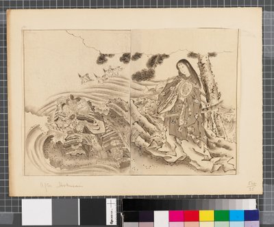 Kohtauksia Japanin ja Korean välisestä sodasta, 1700-luvun loppu-1900-luvun alkupuolisko (tussi ja pesu paperille). tekijältä Katsushika Hokusai