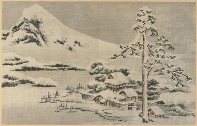 Seaside Village lumessa tekijältä Katsushika Hokusai