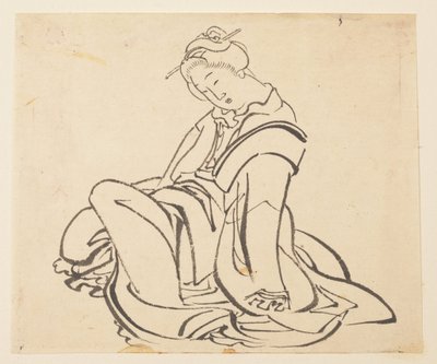 Istuva nainen tekijältä Katsushika Hokusai