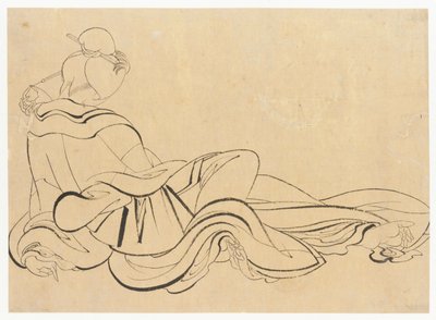 Istuva nainen raapimassa päätään, 1700-luvun loppu - 1800-luvun alku. tekijältä Katsushika Hokusai