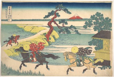 Sekiyan kylä Sumida-joen varrella (Sumidagawa Sekiya no sato), teoksesta ”Fuji-vuoren 36 näkymää” (Fugaku sanjūrokkei) tekijältä Katsushika Hokusai