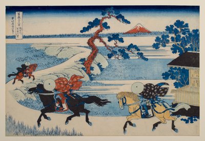 Sekiyan kylä Sumida-joen varrella, sarjasta ”36 näkymää Fuji-vuorelta” tekijältä Katsushika Hokusai