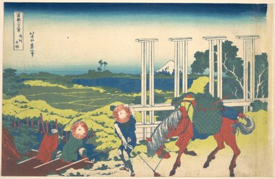 Senju Musashin maakunnassa (Bushū Senju), sarjasta ”36 näkymää Fuji-vuorelta” (Fugaku sanjūrokkei) tekijältä Katsushika Hokusai
