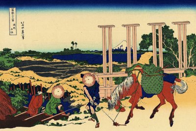 Senju Musachin maakunnassa, n. 1830 (puupainatus) tekijältä Katsushika Hokusai