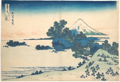 Shichirigahama Sagamin maakunnassa (Sōshū Shichirigahama), teoksesta ”Fuji-vuoren 36 näkymää” (Fugaku sanjūrokkei) tekijältä Katsushika Hokusai