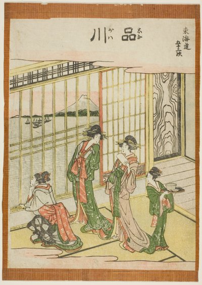 Shinagawa, sarjasta "Fifty-th Lee S tachi sounds of the city asteen (kaupungin asteen päävuori seuraavaksi)" tekijältä Katsushika Hokusai