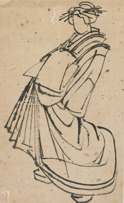 Luonnos kurtisaanista, 1700-luvun loppu - 1800-luvun alku. tekijältä Katsushika Hokusai
