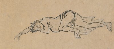 Nukkuva mies, 1700-luvun loppu - 1800-luvun alku. tekijältä Katsushika Hokusai