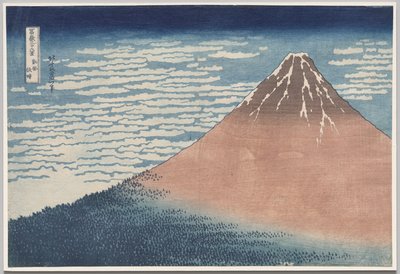 Etelätuuli, kirkas taivas, sarjasta Kolmekymmentäkuusi näkymää Fuji-vuorelle tekijältä Katsushika Hokusai