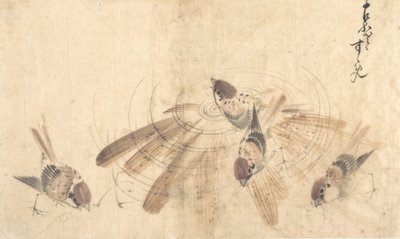Varpuset, n. 1825. tekijältä Katsushika Hokusai