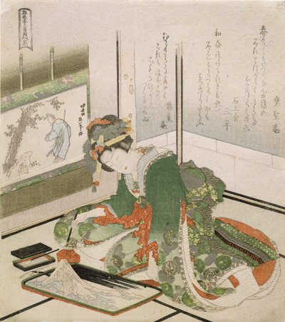 Kivi, sarjasta "Kolme mallia lasten peliin Stone-Paper-Scissors", 1822 (puupainatus) tekijältä Katsushika Hokusai