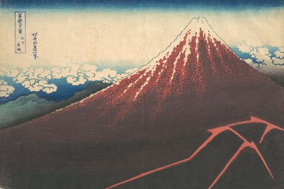Myrsky Fuji-vuoren alla Sanka no haku u, sarjasta Thirty-six Views of Mount..., ca. 1830-32. tekijältä Katsushika Hokusai