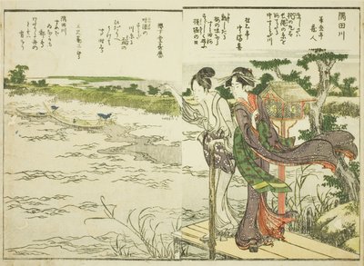 Sumida River, vol. 1 kuvitetusta kirjasta "Hienot näkymät itäpääkaupungista yhdellä silmäyksellä (Toto shokei ichiran)" tekijältä Katsushika Hokusai