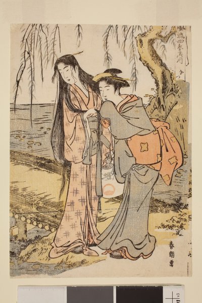Summer: Two Women by a Stream, sarjasta Elegant Moon in the Four Seasons tekijältä Katsushika Hokusai