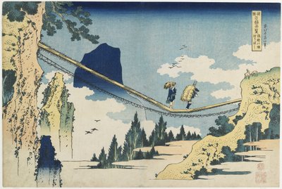 "Hidan ja Etchun maakuntien välinen riippusilta" tekijältä Katsushika Hokusai