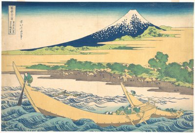 Tago-lahti Ejirin lähellä Tōkaidō-tiellä (Tōkaidō Ejiri Tago no ura ryaku zu), teoksesta ”Fuji-vuoren 36 näkymää” (Fugaku sanjūrokkei) tekijältä Katsushika Hokusai