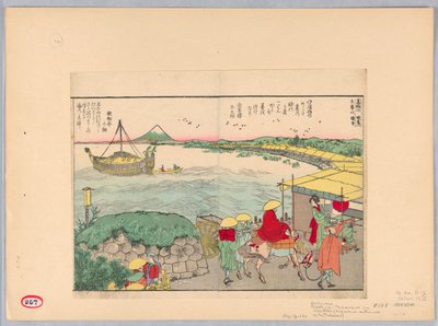 Takanawan sisäänkäynti Tokaido-tielle (Takanawa no chidori) tekijältä Katsushika Hokusai