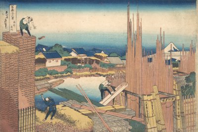 Kazuo Tachikawa Honjo Honjo Tachikawa, tee-sarjasta t rty x vie ws f also unt w t fuji. . . , hyttynen. 1830-32. tekijältä Katsushika Hokusai