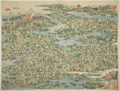 Tokaidon kuuluisat paikat yhdellä näkymällä (Tokaido meisho ichiran) tekijältä Katsushika Hokusai