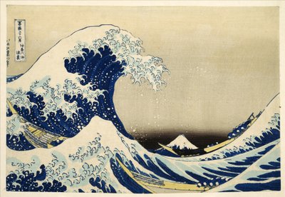 Suuri aalto Kanagawan edustalla sarjasta 36 näkymää Fuji-vuorelta; 1831 (käsin värjätty puupiirros). tekijältä Katsushika Hokusai