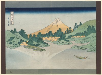 Kolmekymmentäkuusi näkymää Fuji-vuorelle: Misaka-järven pinta Kain maakunnassa, 1830-luvun alku. tekijältä Katsushika Hokusai