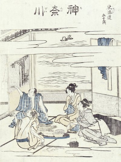 Kaksi paria sisätiloissa (puupalikkaprintti) tekijältä Katsushika Hokusai