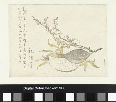 Kaksi kampelaa ja luumu tekijältä Katsushika Hokusai
