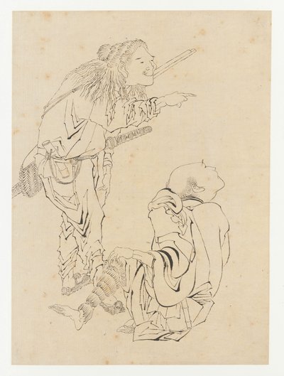 Kaksi metsästäjää, Edo-kausi, 1800-luku. tekijältä Katsushika Hokusai