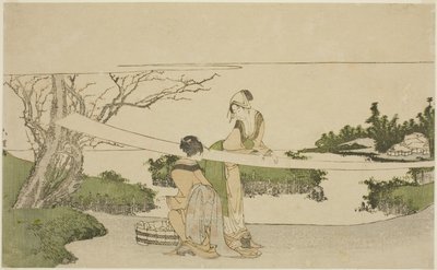 Kaksi naista venytyskankaalla tekijältä Katsushika Hokusai